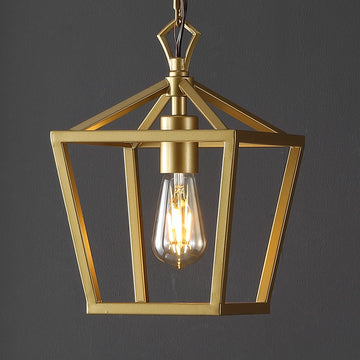 Oslin 8" Vintage Farmhouse Iron Chain Pagoda LED Pendant - JONATHAN Y